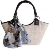 Bolsa em Palha de Buriti Marrom ou Natural com Lenço Floral