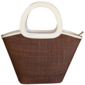 Bolsa Grande Marrom com Nude com Alça Ovalada
