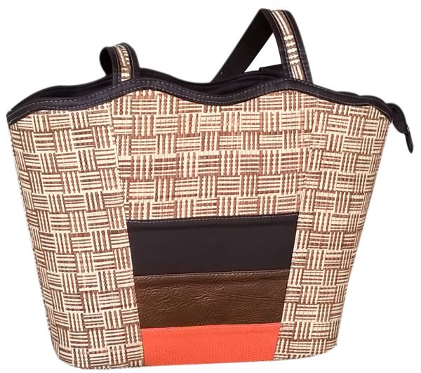 Bolsa Grande Mesclada com Tiras Coloridas
