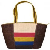 Bolsa Grande Marrom com Tiras Coloridas