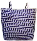 Bolsa Básica em Palha de Carnaúba Trançada Azul Marinho