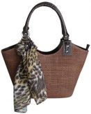 Bolsa em Palha de Buriti com Lenço Animal Print