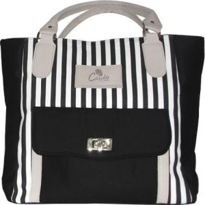 Bolsa Grande Carmem em Algodão Preta e Branca