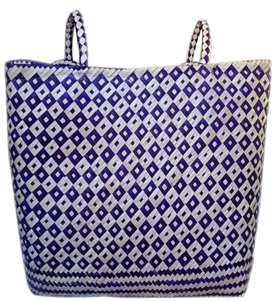 Bolsa Básica em Palha de Carnaúba Trançada Azul Marinho