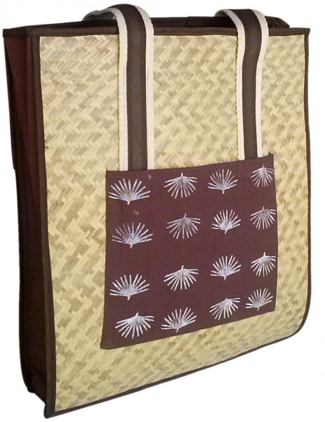 Bolsa de Praia em Palha c/ tecido e carnaúba trançada
